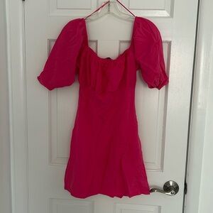 Women’s small pink off the shoulder above the knee dress.